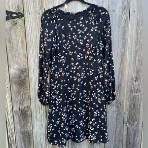 ANN TAYLOR Black Pink White Floral Fit and Flare Women’s Dress 8